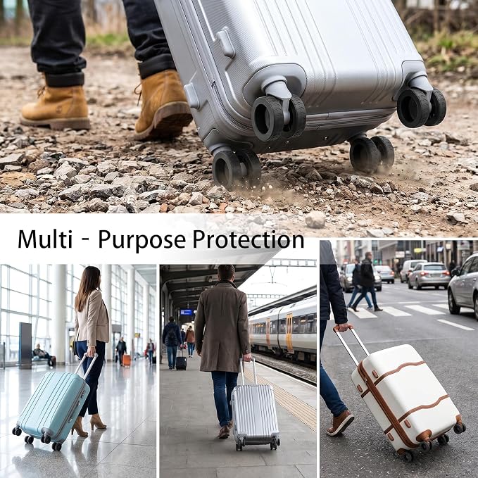 16 Pcs Luggage Wheel Covers for Spinner Wheels, Fits 2–2.4 Inch Wheels | Silicone, Wear-Resistant, Anti-Noise, Reduces Vibration, Protects Wheels