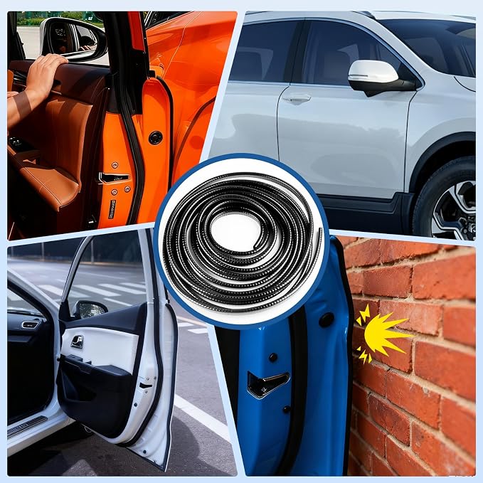 REGUICORP 20Ft (6.1m) Car Door Edge Guards, U-Shaped Black Car Door Protector, Automotive Door Entry Guard Fit for Most Vehicles, Built-in Metal Clips, No Need Adhesive, Easy to Cut