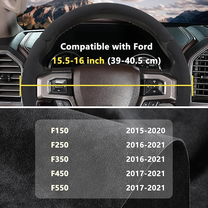 Steering Wheel Cover for Ford F150 2015-2020/ F250 2017-2022/ F350 2017-2022/ F450 2017-2022/ F550 2017-2022/ Ford Expedition 2018-2021 Steering Wheel Protector for Ford Steering Wheel Accessories