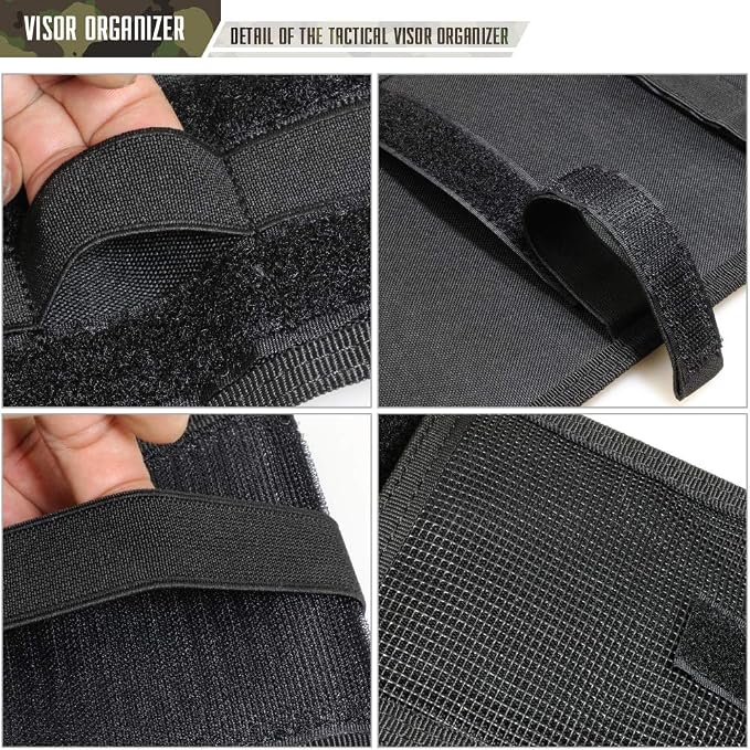 WYNEX Car Visor Organizer with Detachable Card Pouch | Auto Sun Visor Storage Molle Panel with Elastic Webbing Slots for Glasses & Tactical Gear | Fit Most Vehicle, SUVs & Trucks (2, Black (2-Pack)) | M-13.5x7", Auto Sun Visor Storage Molle Panel, Elas...
