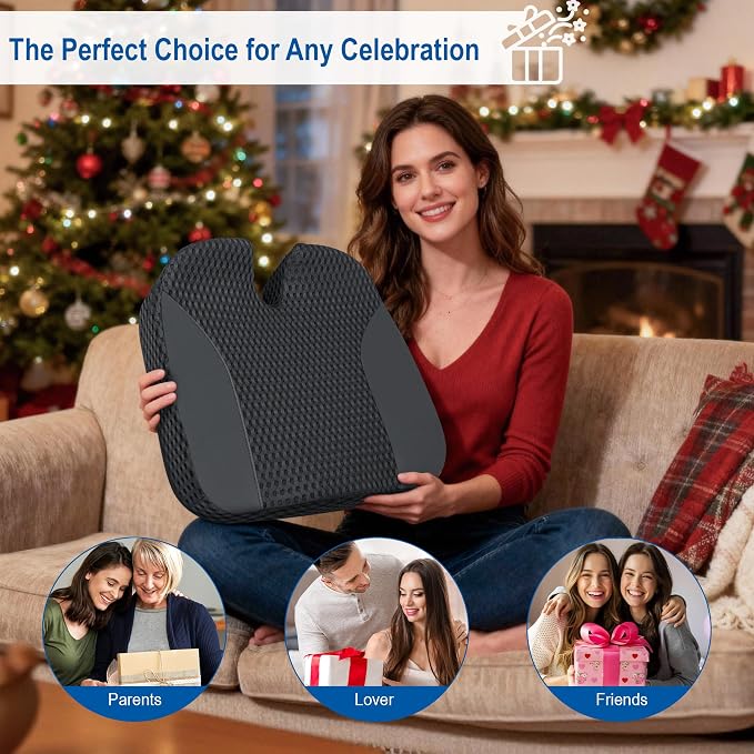 Lofty Aim Car Seat Cushion for Driving, Memory Foam Driver Seat Cushion | Car Seat Cushion for Long Driving Comfort, Driver Seat Pillow Adds Height and Support for Cars, Trucks, Office Chairs, Black