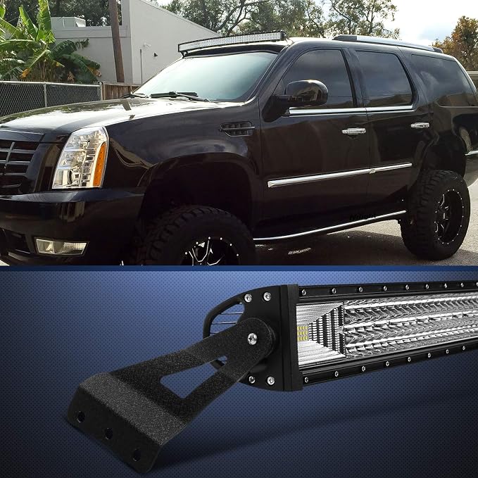 Nilight 90032B 2PCS 54” Curved LED Light Bar Bracket at Upper Windshield Roof Cab for 99-06 Chevy Silverado Suburban Avalanche Tahoe & GMC Yukon Sierra, 2 Years Warranty, Black