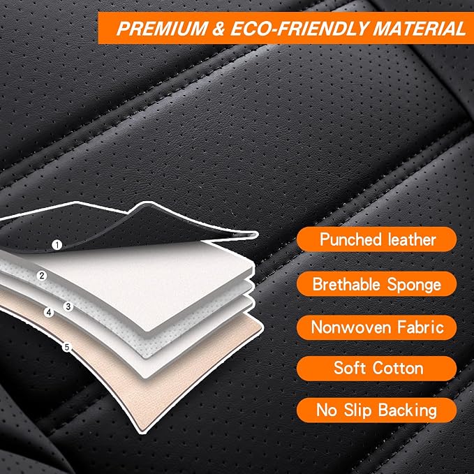MINGBRON Seat Covers, Car Seat Covers Front Seats, Car Seat Cover, Car Seat Protector Waterproof, Car Seat Cushion Nappa Leather, Black Seat Covers Carseat Cover Universal Fit for Most Cars
