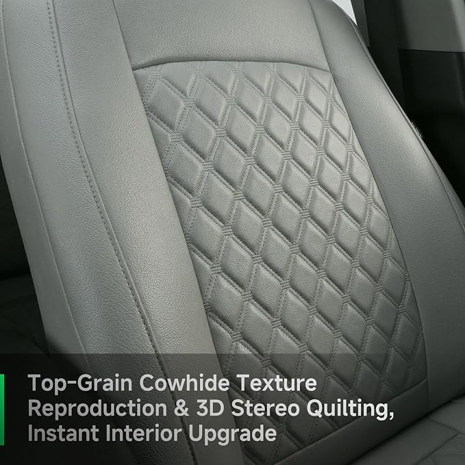 GIANT PANDA 2PCS Front Car Seat Cover for Toyota Rav4 Camry Highlander Corolla Prius Corolla Cross Venza Avalon, Faux Leather Bucket Seat Covers (Grey)