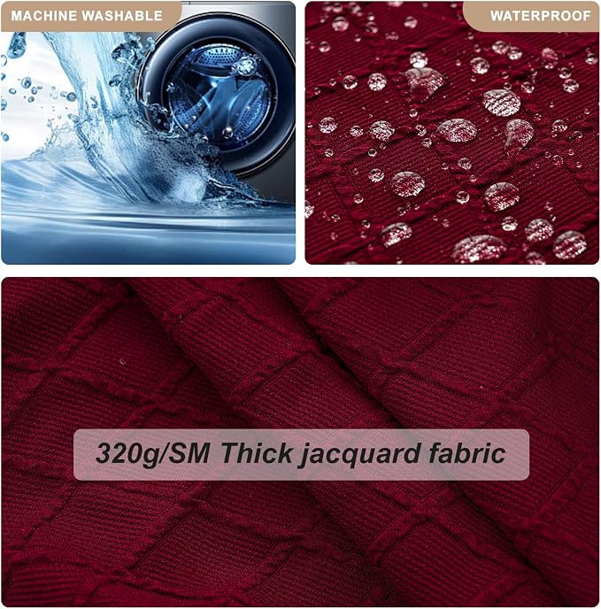 Genina Waterproof Seat Covers for Dining Room Chairs Covers Dining Chair Slipcovers Protector, No Rear Covers (Wine Red, 4 Pcs)