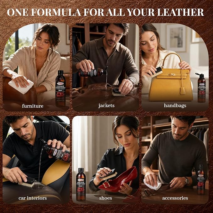 Leather Conditioner Oil - Deeply Nourishes for Leather Furniture, Car Seats, Shoes, Purses & Accessories -16oz