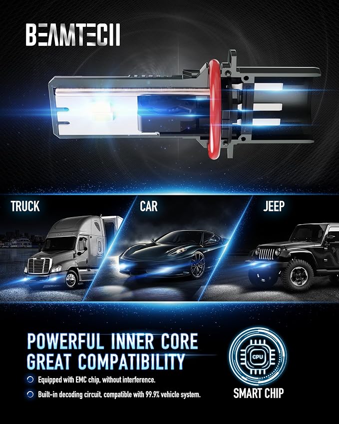 BEAMTECH 90 07 Light Bulb, G-XPower Chips 500% Brighter Plug and Play of 2