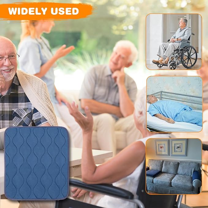 Waterproof Seat Protector Chair Pads for Incontinence(2 pcs Navy Blue 15.2"x17.7")-Washable Protector Seat Cover, Non-Slip Absorbent Incontinence Pad for Wheelchair & Pet