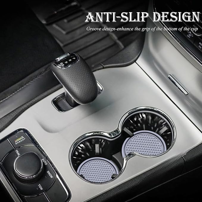 4PCS Car Cup Holder Coaster, Universal Auto Non-Slip Cup Holder Coaster, 2.75In Universal Non-Slip Recessed Car Interior Accessories (Gray)