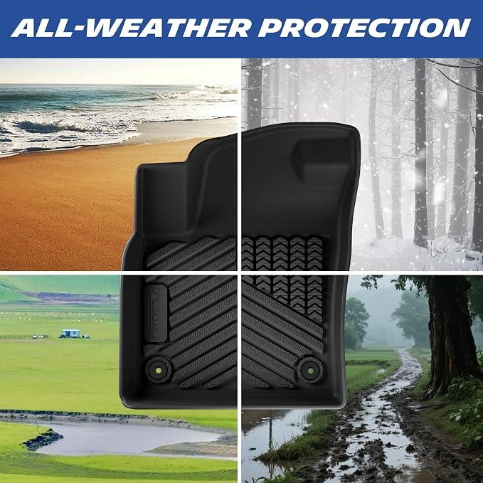 Michelin Vehicle Mats for 2018-2026 Volkswagen VW Atlas 7 Seats Bench Seat | Not fit Atlas Cross Sport/6 Seats, Custom Fit, Non-Slip, All-Weather TPE Floor Mats&Cargo Liner/Backrest Mat 5 PCS, Premier