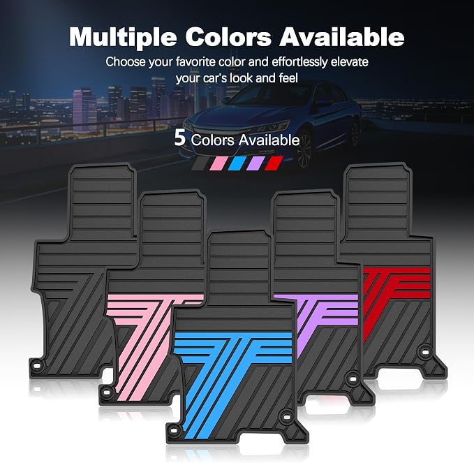 Floor Mats Fit for Honda Accord Sedan 2017 2016 2015 2014 2013, All Weather Rubber Custom Fit Anti-Slip Car Floor Liner, 1st & 2nd Row, Black & Blue (Not for Coupe)