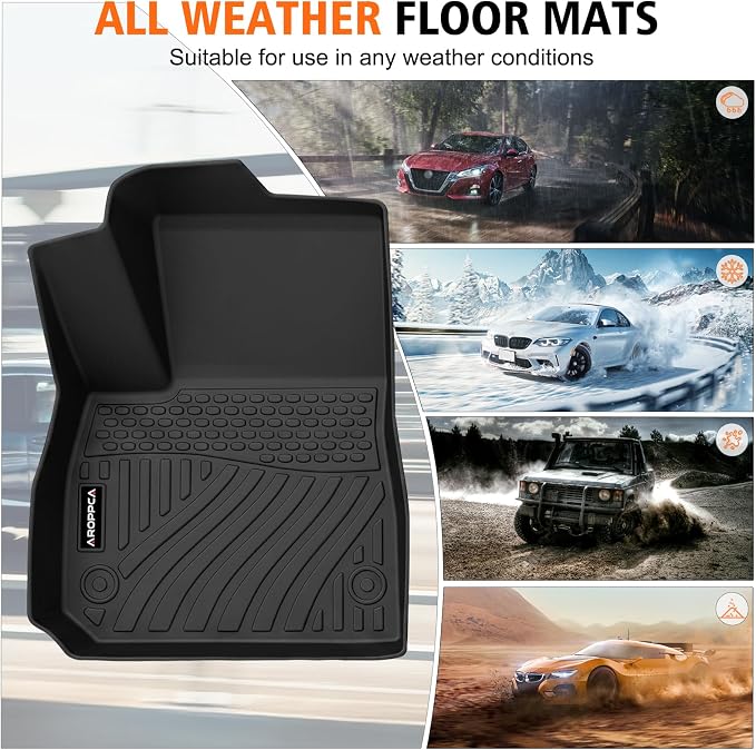 All Weather Floor Mats Cargo Liner for Chevy Malibu 2016-2023 2024 2025, TPE Rubber Floor Liners Anti-Slip Full Set with Door Sill Protectors Automotive Mats for 2025 Chevy Malibu Accessories