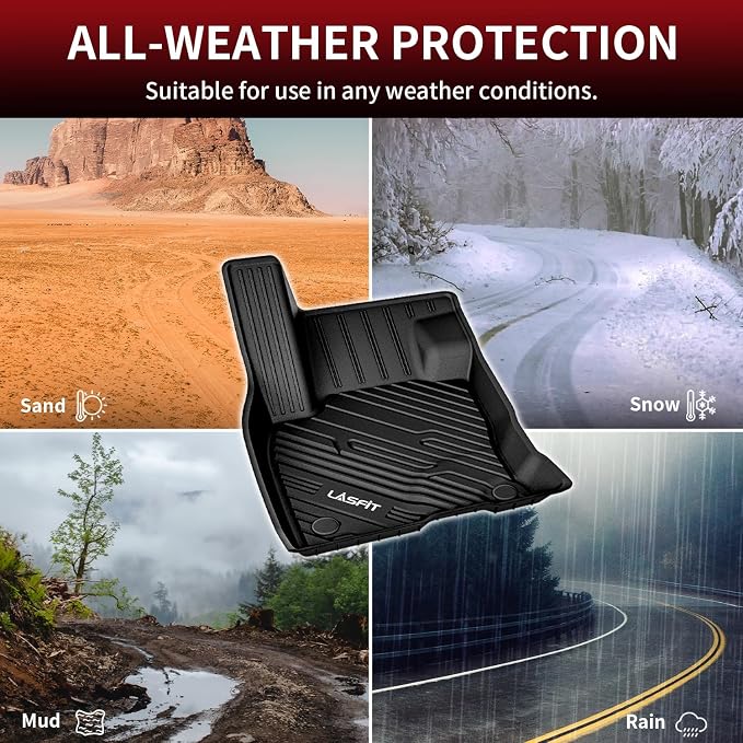 LASFIT Floor Mats for Ford Escape 2020-2025 2026 (NOT Fit Hybrid) TPE Custom Fit Car Floor Liners All Weather Protector, Front and Rear Mats, 3pcs Black