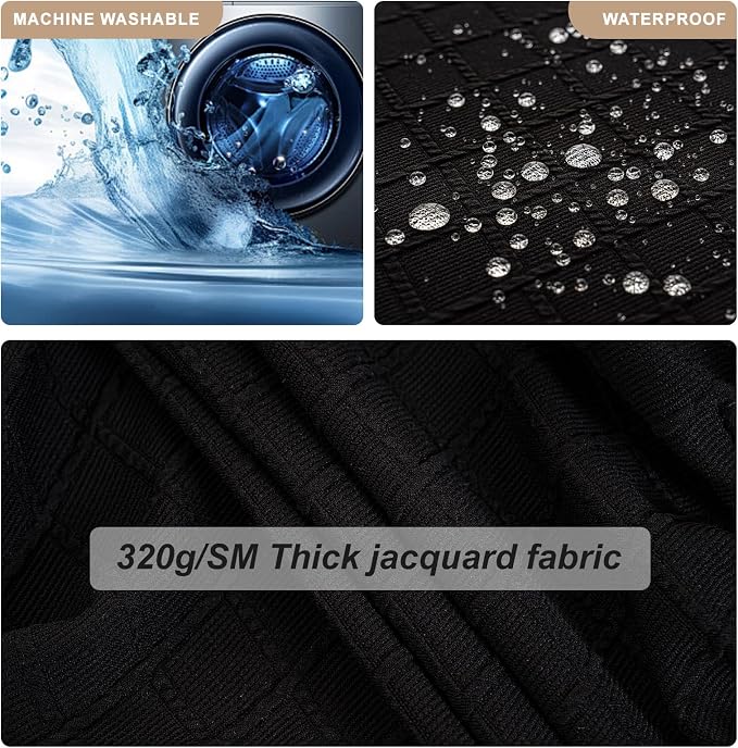 Genina Waterproof Seat Covers for Dining Room Chairs Covers Dining Chair Slipcovers Protector, No Rear Covers (Black, 6 Pcs)