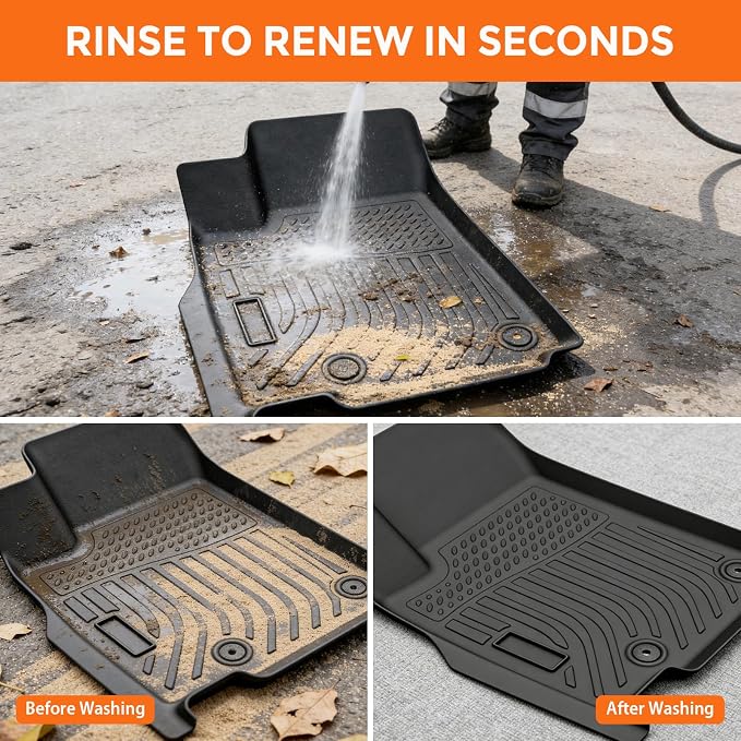 Floor Mats for Jeep Grand Cherokee L 6 Seat 2021-2025 | (Not for 4XE, JL or JK), Custom Fit Heavy Duty TPE All Weather Protection, Waterproof Non-Slip Black (Three-Row Floor Mats)