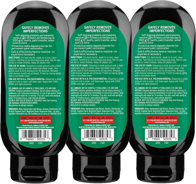 Turtle Wax Scratch Repair and Renew, Car Scratch Remover, Tackles Swirl Marks, Paint Transfer, Headlight Oxidation, Water Spot Remover for Cars, Safe for All Paint Colors, 7oz (Pack of 3)