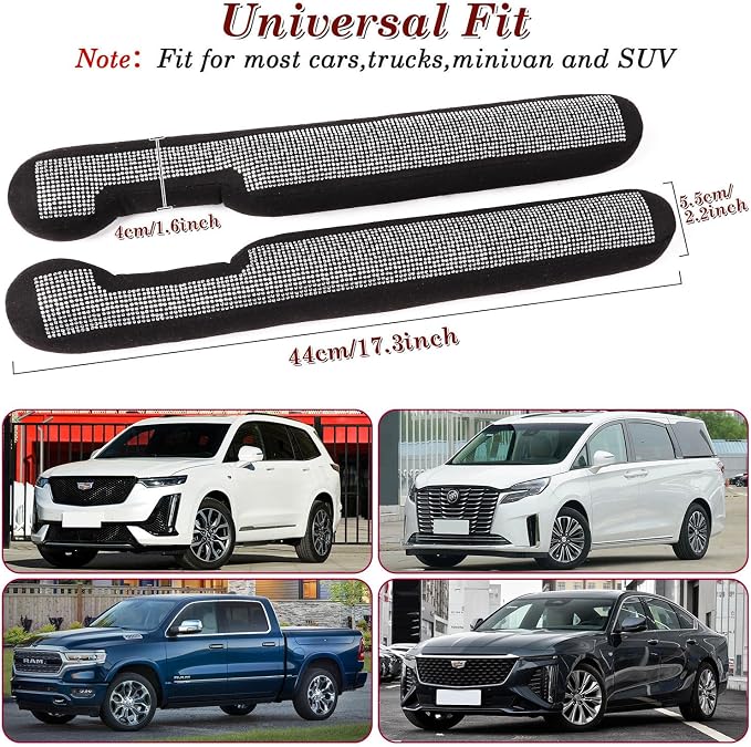 ToBeQueen Bling Car Seat Gap Filler Universal Fit for Car SUV Truck, Set of 2 Handmade Crystal Diamond Rhinestone Seat Gap Blocker Bling Car Accessories for Women(Silver)