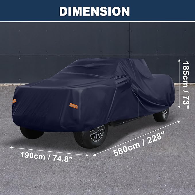 ACROPIX Car Cover Waterproof All Weather Full Exterior Cover Rain Hail Sun Protector Car Cover Navy Blue Fit for Toyota Tacoma Crew Cab 4DR 6.1FT with Door Zipper - Pack of 1