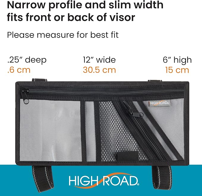 High Road Car Visor Organizer and Sun Visor Document Holder with Pockets | Slim Car Visor Organizer with Pockets Holds Registration and Insurance Cars, Pens and Papers Within Easy Reach