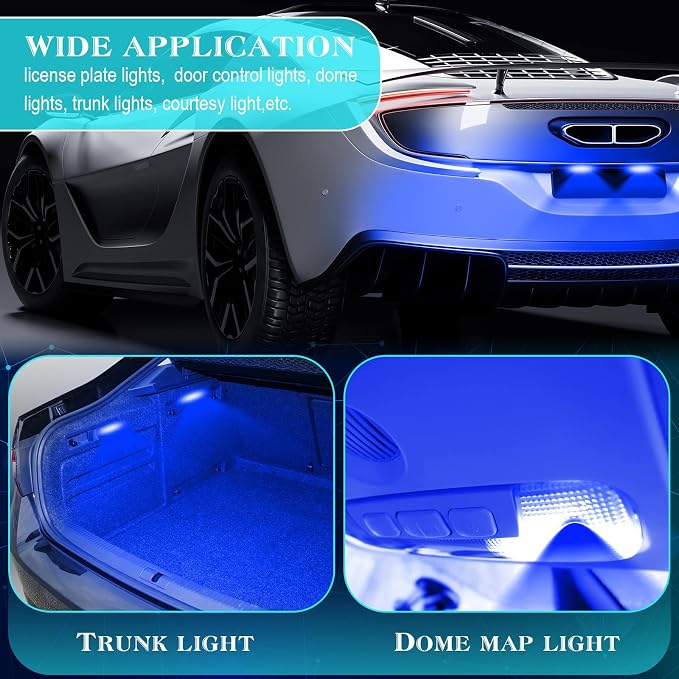 Frienda 70 Pieces LED Car Bulb Kit Interior Light, License Plate Light, Blue