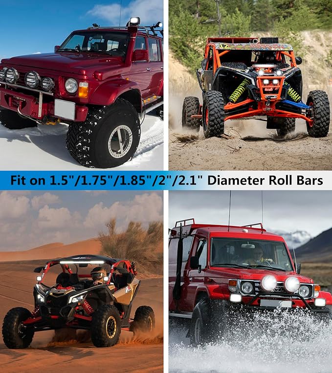 VAZESWIN 1 PC UTV Light Bar Mount, Off-Road LED Light Bar Mounting Bracket | Aluminium Alloy, 360° Adjustable Bar Clamp for 1.5"/1.75"/1.85"/2"/2.1" Roll Cage Roof Rack Bumper, for ATV Jeep Boat Truck