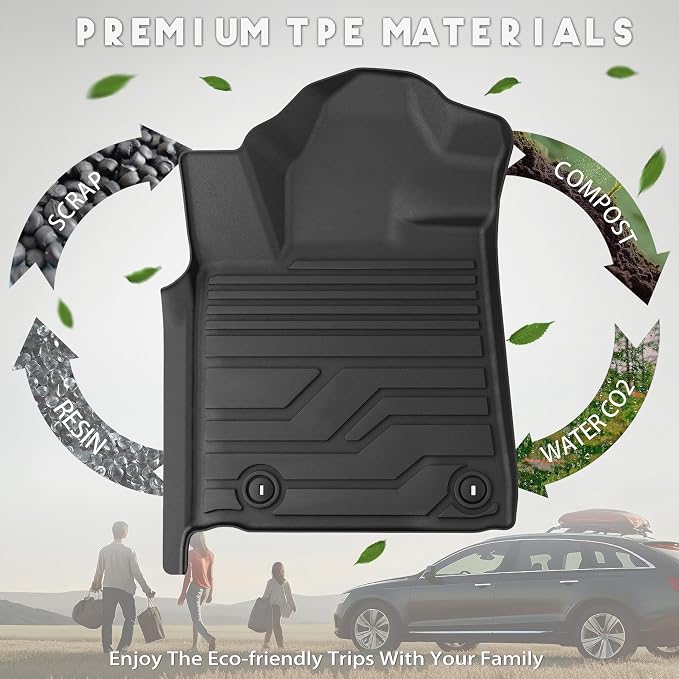 KARPAL Floor Mats for Toyota Tundra 2014-2021 (Only for CrewMax Cab), Custom Fit All Weather TPE Floor Liners, 1st & 2nd Row, Tundra SR/SR5/TRD PRO/Limited Accessories