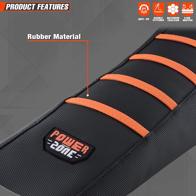 Universial Dirt Bike Seat Cover - Soft Ribbed Rubber Seat Covers for Motorcross Enduro Orange