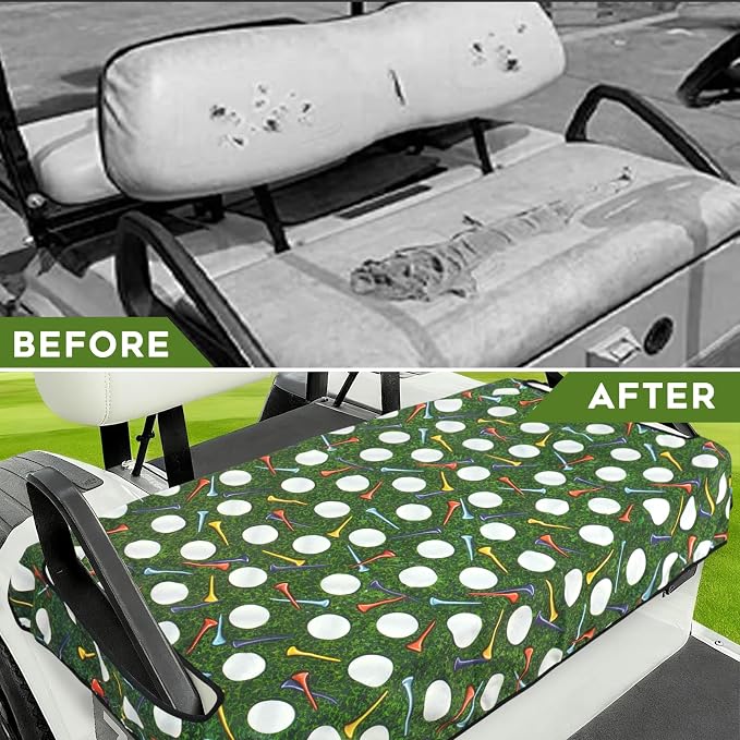 Golf Cart Seat Covers Club Car Golf Cart Accessories for Men Women Golf Carts Seat Towel Blanket 2-Seat Golf Cart Decorations