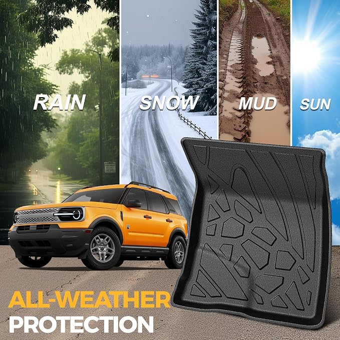 Floor Mats for Ford Bronco Sport 2021-2026, All Weather Floor Mats Trunk Cargo Liner with Backrest Protectors and Door Sill Guards Accessories, Full Coverage Set (Fit Compact Spare Tire)