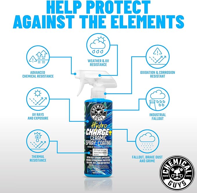 Chemical Guys, HydroCharge Ceramic Spray Coating & Towels Kit, 16 oz, 4 Pc | Ceramic spray coating adds gloss and hydrophobic protection, with three plush Monster microfiber towels