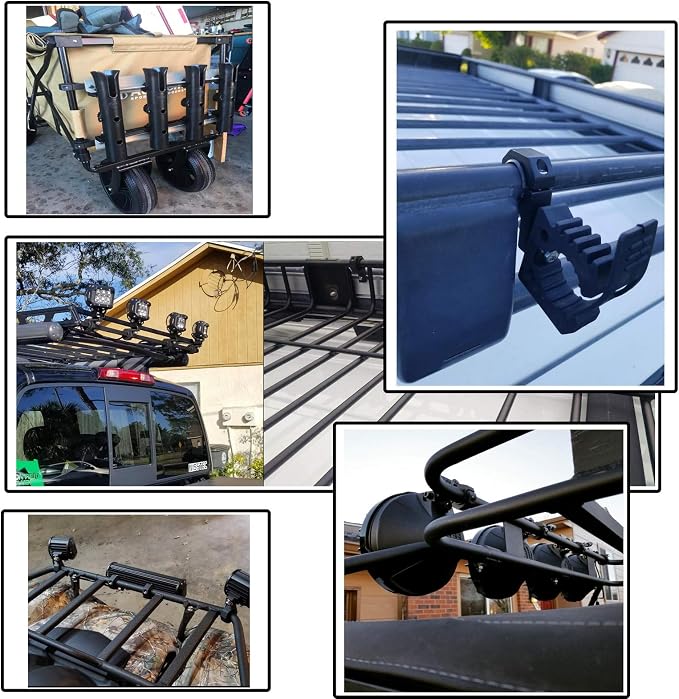 Roll Bar Clamps - 4Pack,Horizontal Roll cage Clamp 2.25in 2.375in 2.5in 2.625 inch,Bumper Mount Bracket Bull Bar Clamp for LED Light Bar,Cube Lights,ATVs Whips (2.25~2.625" Clamps)