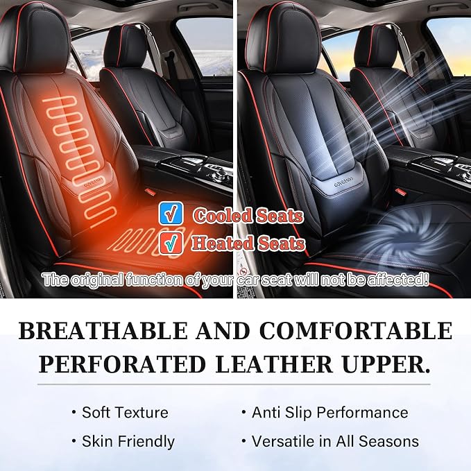 Coverado Car Seat Covers Full Set, Seat Covers for Cars, Black Car Seat Covers Front Seats and Back Car Seat Protector Waterproof, Leather Car Seat Cushion Universal Fit for Most Cars Blue