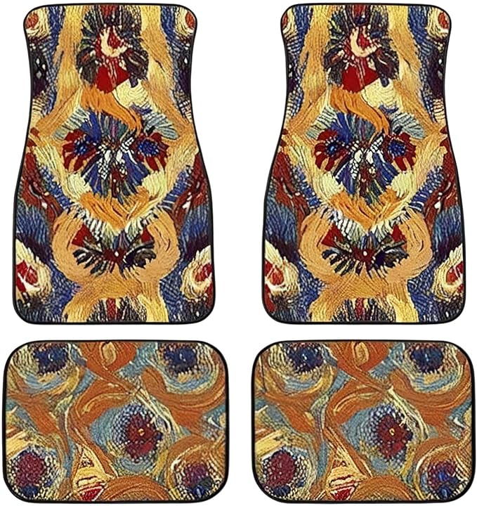 Car Floor Mats Non-Slip Automotive Floor Mats All-Weather Front Rear Car Floor Foot Mat Sets of 4 Pieces Foot Mats Rugs Carpet for Car Trucks SUV Sedans (Fangao-03)