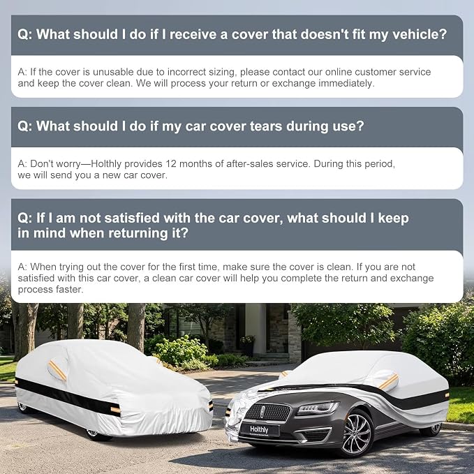 10 Layers Sedan Car Cover Custom Fit for Lincoln MKZ (2013-2026), Waterproof All Weather for Automobiles, Outdoor Full Cover Sun Dust Rain Protection with Cotton. Silver