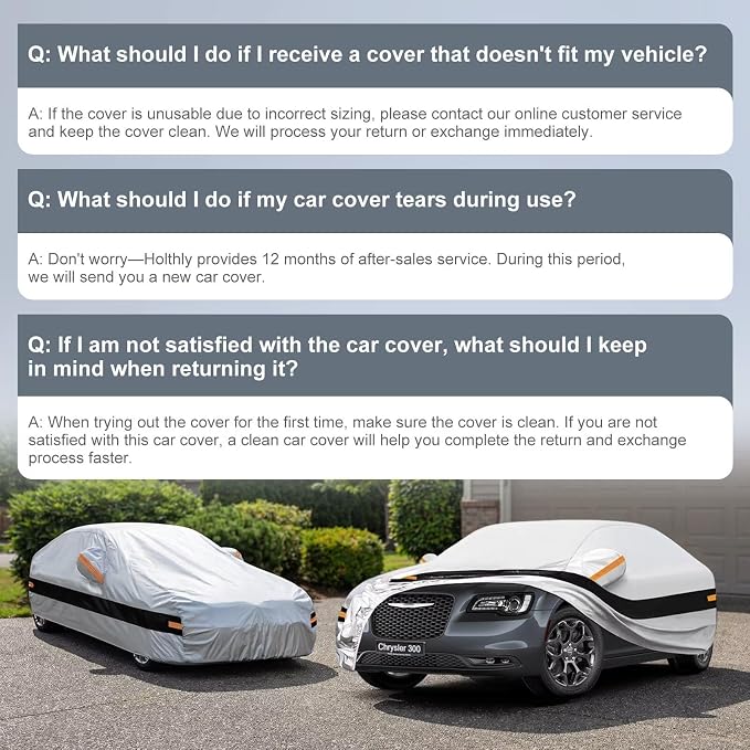 10 Layers Car Cover Custom Fit for Chrysler 300 (2004-2023), Waterproof All Weather for Automobiles, Outdoor Full Cover Sun Dust Rain Protection with Cotton. Silver