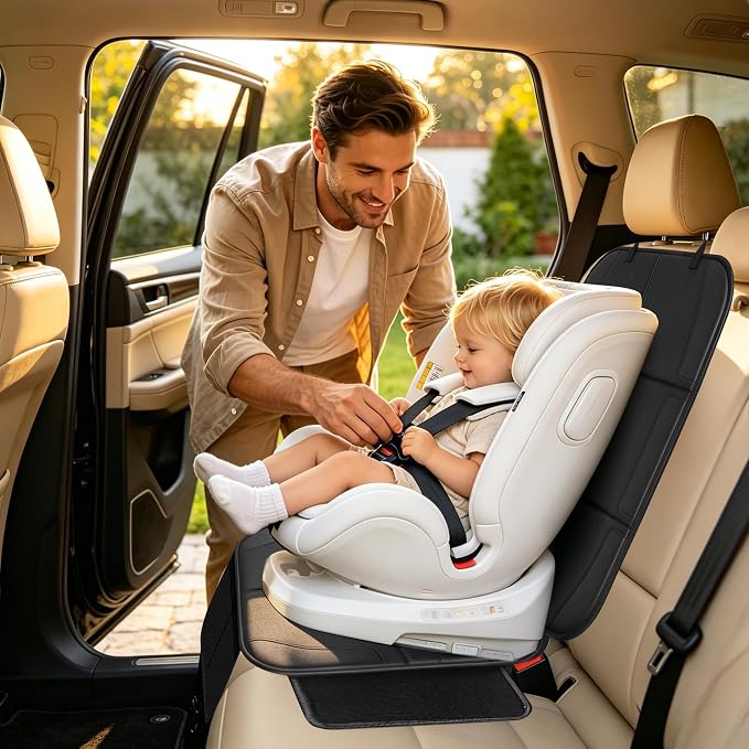Meolsaek Car Seat Protector for Child Car Seat,600D Waterproof Car Seat Cover,Thickest Padded Non-Slip Fabric for Child and Pet with Pockets (1 pc)