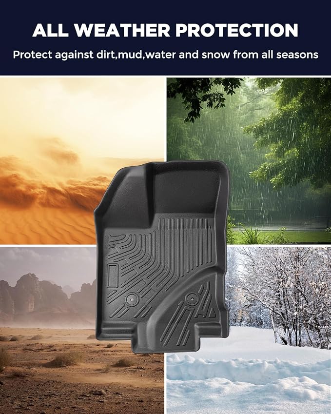 Car Floor Mats for Ford Edge 2007-2014 for Lincoln MKX 2007-2015 4PCS Full | All Weather Full Coverage Floor Liners Heavy Duty Waterproof Long-Lasting Edge/MKX Accessories TPE Rubber Automotive Carpet