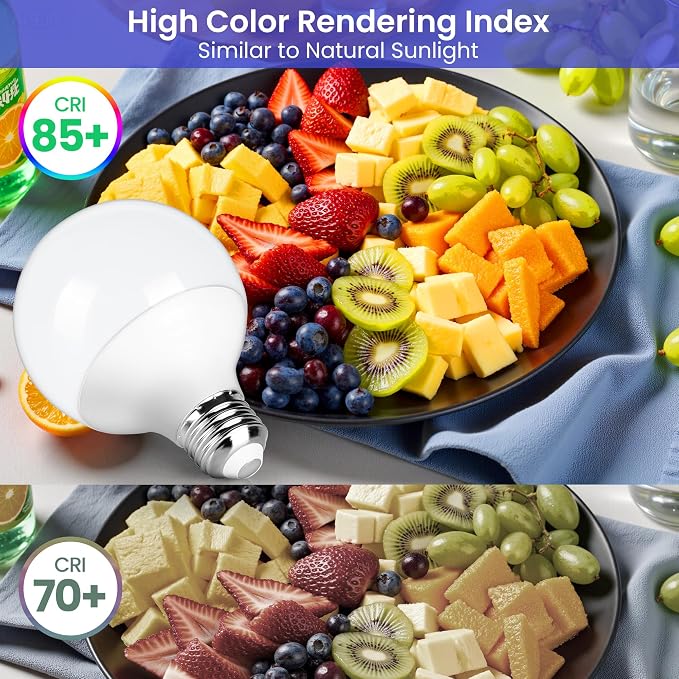 MAXvolador G25 LED Globe Light Bulbs 60W Equivalent,Daylight White 5000K Bathroom Vanity Round Bulb, 500LM E26 LED for Makeup Mirror, Non-Dimmable 20 Pack