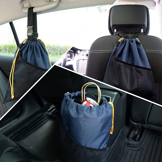 GNEGNI 2PCS Hanging Car Garbage Can - Waterproof Leakproof Trash Bag | Car Trash Can with Durable Leakproof Lining, Keeps Vehicle Clean and Neat