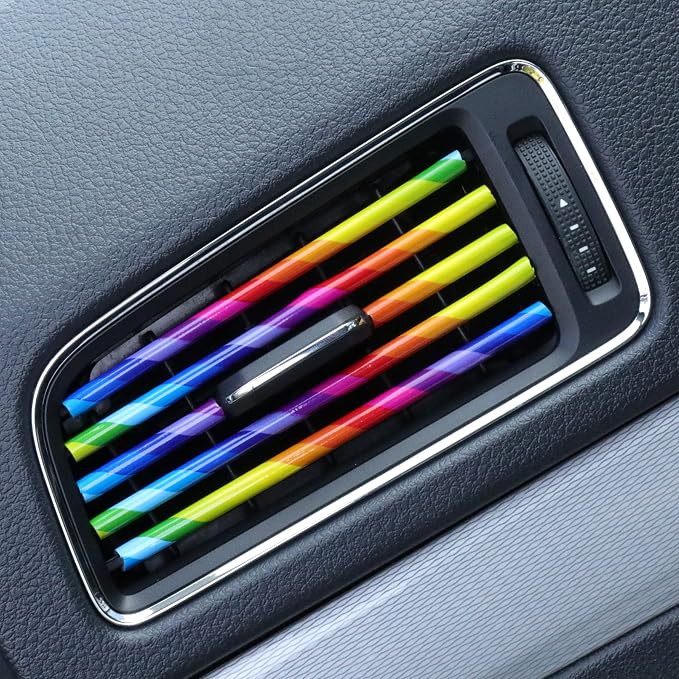 LivTee 20 Pieces Car Air Conditioner Decoration Strip for Vent Outlet, Universal Waterproof Bendable Air Vent Outlet Trim Decoration, Car Interior Accessories (Multicolour)