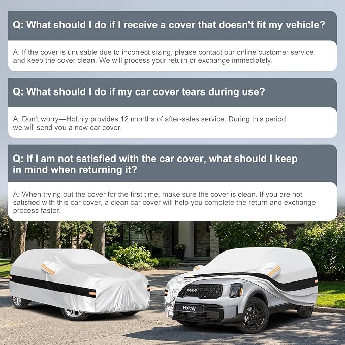 10 Layers SUV Car Cover Custom Fit for Kia Telluride (2016-2026), Waterproof All Weather for Automobiles, Outdoor Full Cover Sun Dust Rain Protection with Cotton. Silver