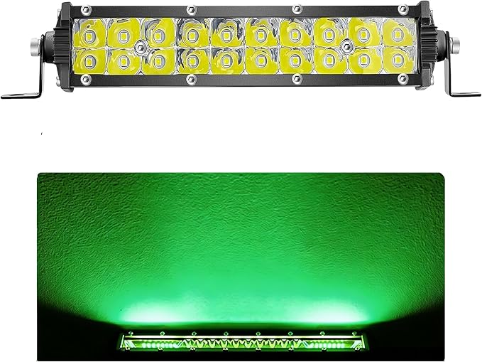 Green LED Light Bar, 7 Inch Marine Slim Light Bar Fog Reverse Lights 12V-60V 60W 6000lm, Waterproof Ultra Slim LED Offroad Driving Off Road Truck ATV UTV RV Mower Golf Cart Boat Fishing Hunting