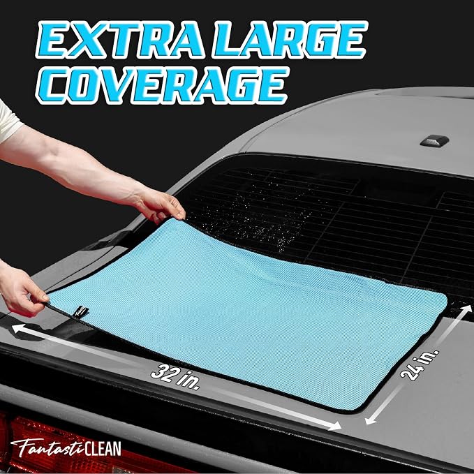 Fantasticlean Microfiber Car Drying Towels- 2 Pack, 32‘’ by 24'' (Blue) | Dual-Colored Twisted Loop, Ultra Absorbent, Scratch-Free Premium Detailing Cloth for Car, RV, Motorcycles, Trucks