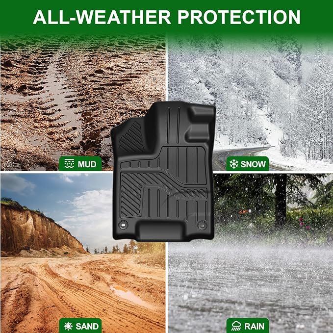 Floor Mats for Honda Pilot 2016-2022 8 Seats (No Elite Models), TPE All Weather Durable Floor Liners for Honda Pilot Accessories