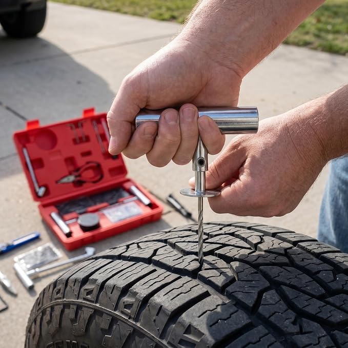 Tire Plug Kit - 68pcs Heavy Duty Tire Repair Kit, Universal Tire Repair Tools to Fix Punctures and Plug Flats Patch Kit for car Motorcycle, Truck, ARB,ATV, Tractor, RV, SUV, Trailer