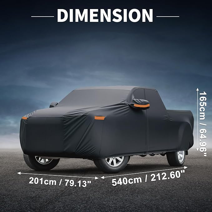 X AUTOHAUX Car Cover Outdoor Waterproof Sun Rain Snow Hail Protection with Left Side Door Zipper 210D-PU for Ford for Ranger