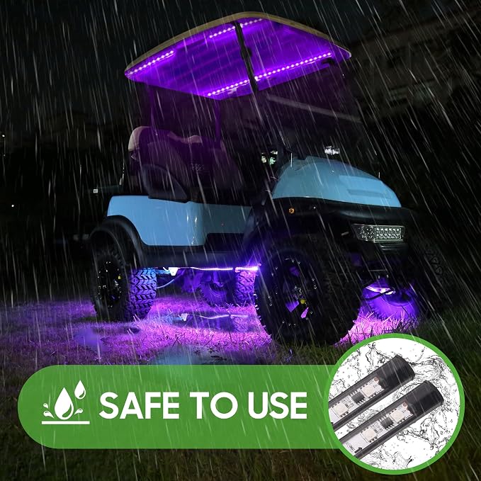 10L0L 6PCS Golf Cart Underglow LED Light Kit, Underbody RGB Strip Lights, 24-Mode Neon Accent Lighting, Music Sync, Wireless Remote, IP67 Waterproof, 12V-80V Input for EZGO Yamaha Club Car
