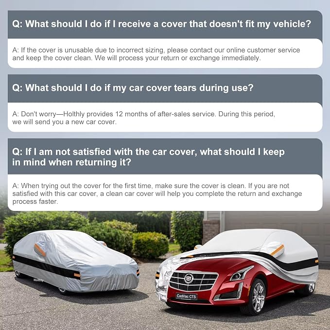 10 Layers Car Cover Custom Fit for Cadillac CTS CTS-V (2014-2019), Waterproof All Weather for Automobiles, Outdoor Full Cover Sun Dust Rain Protection with Cotton. Silver