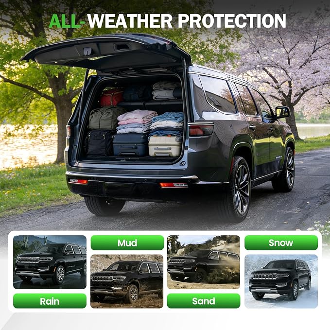 Cartist Cargo Liner for Jeep Wagoneer/Jeep Grand Wagoneer (Not fit L) 2022-2026, All Weather Cargo Mats for Wagoneer Accessories, Heavy Duty TPE Trunk Mat, Car Accessories