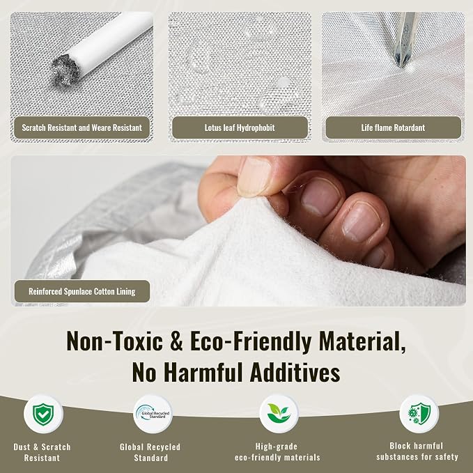 TUCAREST 6 Layers Full Car Cover for Sedan/Wagon/Coupe/Hatchback - Waterproof, Insulated, Anti-UV, Snow-Proof, Anti-Wind, All-Weather, Thickened Protection, up to 216 in